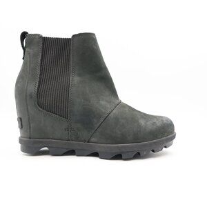 Sorel Joan of Arctic Wedge II Women's 8.5 Chelsea Boots Black Nubuck Leather